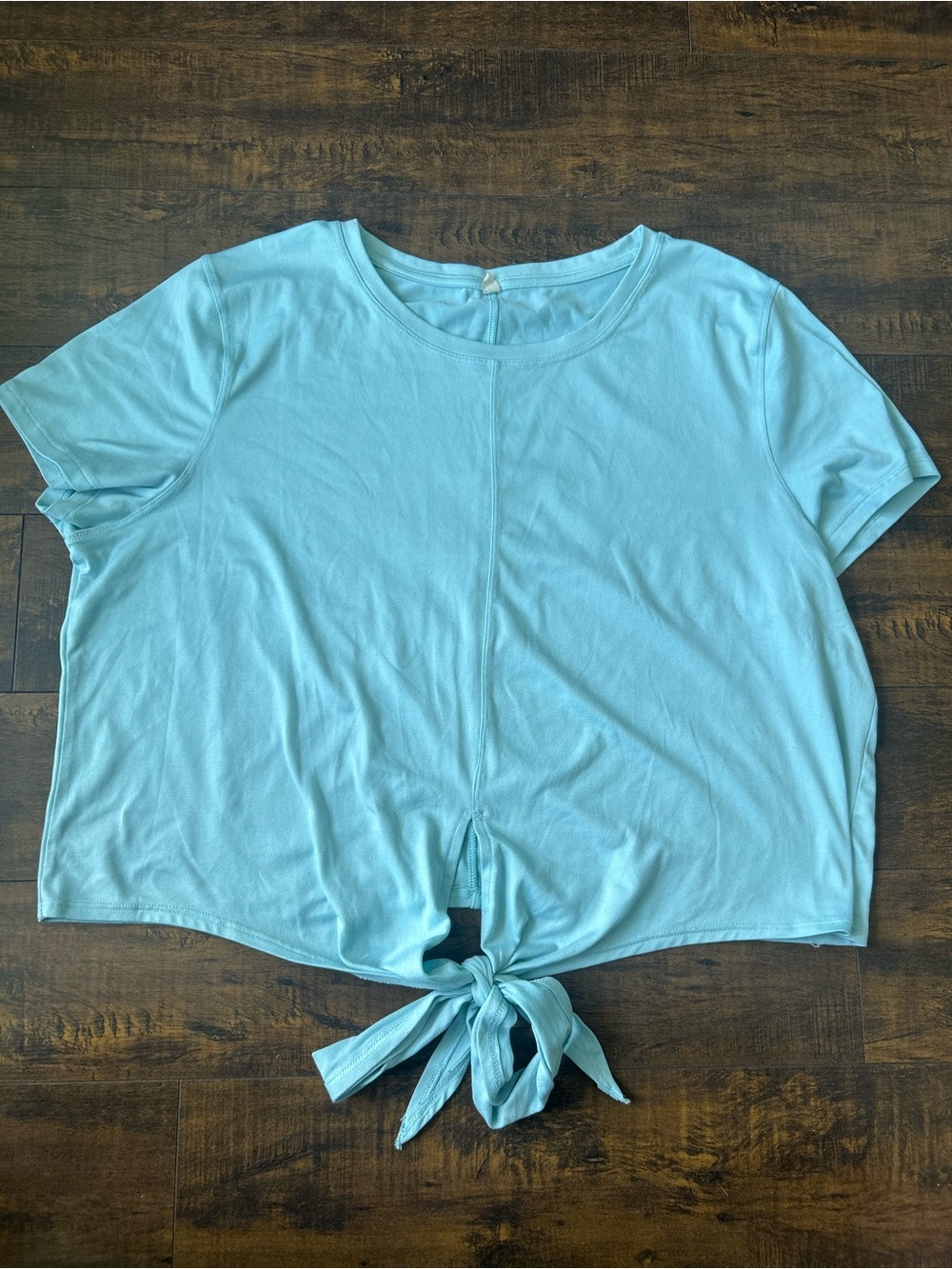 Source Unknown Light Blue Tie-Front Crop Top